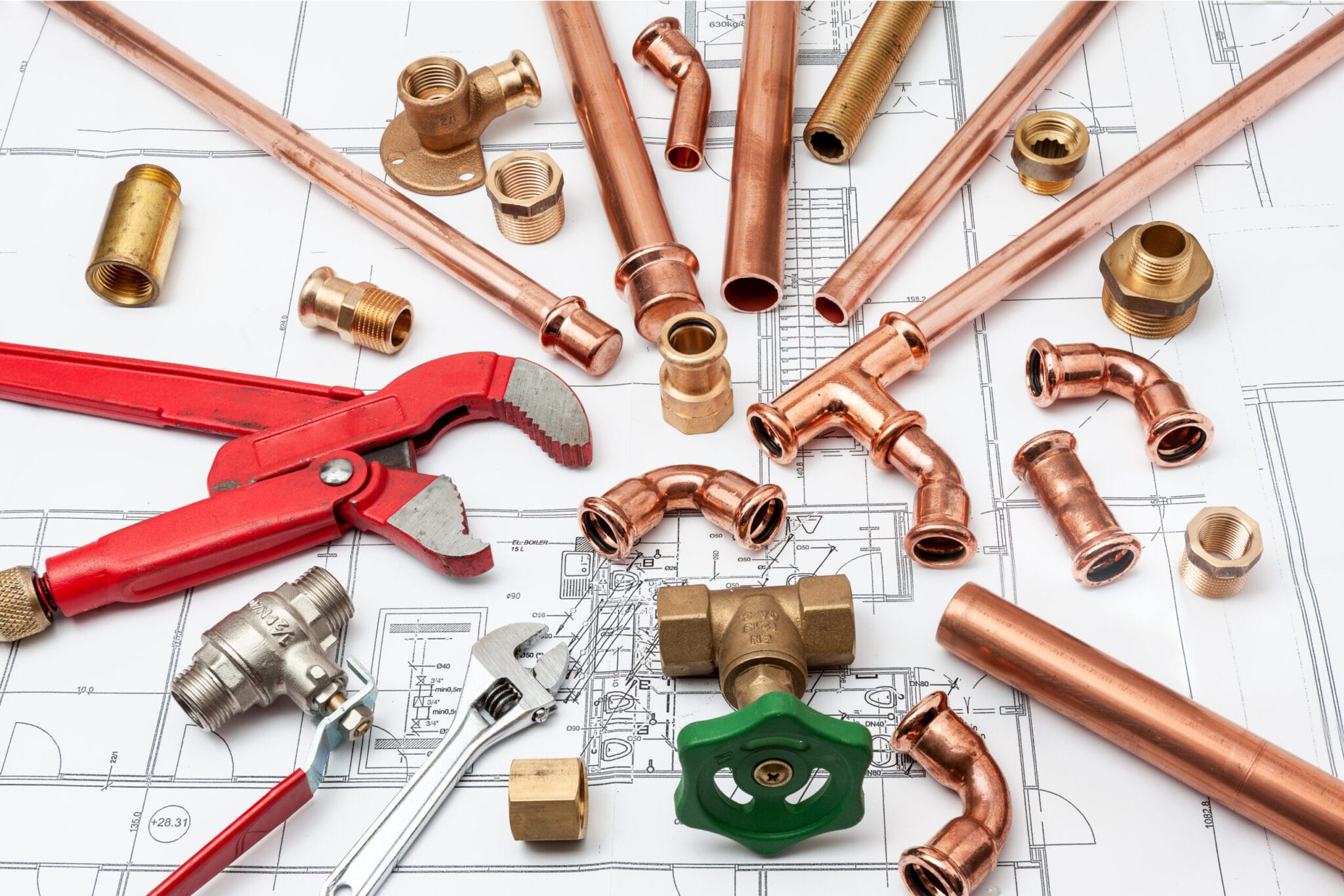 Copper pipe fittings and plumbing parts for Punta Gorda, Florida repairs